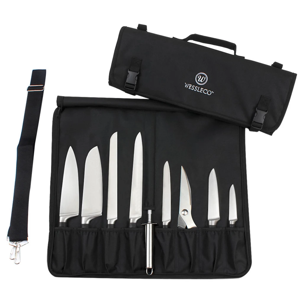 Travel Friendly Portable Chef Knife Roll Kitchen Tools Cooking Knives Storage Case 8 Pockets Design