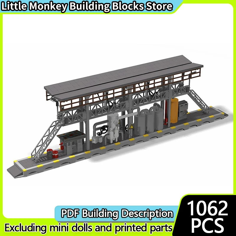 مدينة شارع عرض نموذج MOC قوالب بناء محطة تعبئة الديزل وحدات التكنولوجيا الأطفال هدايا العيد تجميع اللعب البدلة