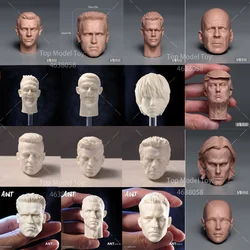 Unpainted 1/6 Schwarzenegger Kylin Zhang Brad Pitt Ronaldo White Wolf Geralt Head Sculpt Fit 12'' Soldier Action Figure Body