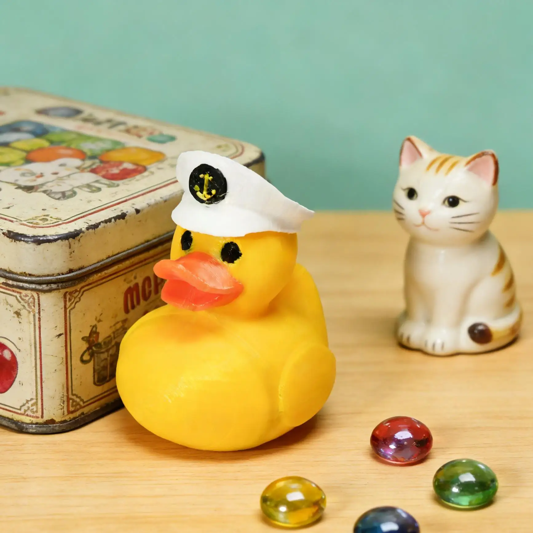 1PC Nautical Themed Captain Duck & Crew Member Sailor Ducks Figurine with Anchor Yellow And White Plastic Decorative Desk Access