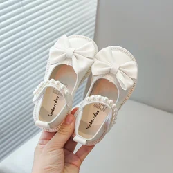 Little Girls Casual Shoes Kids PU Leather Shoes Bow-knot Sweet Cute Fashion Princess Children Wedding Dress Party Flats Soft New