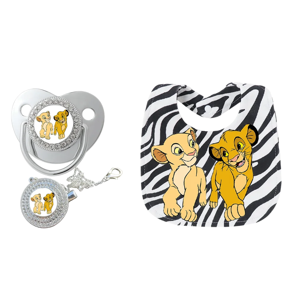 

3-piece baby pacifier + clip + baby feeding bib pacifier clip silicone baby pacifier teething toy baby wipes newborn bib 0-8M