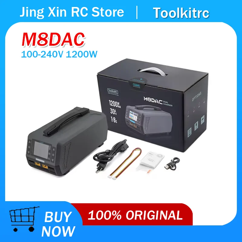Toolkitrc M8DAC 100-240V 1200W Dual Charger/Discharger 65W Fast Charger For 1-8S Lipo LiHV 65W TypeC Output