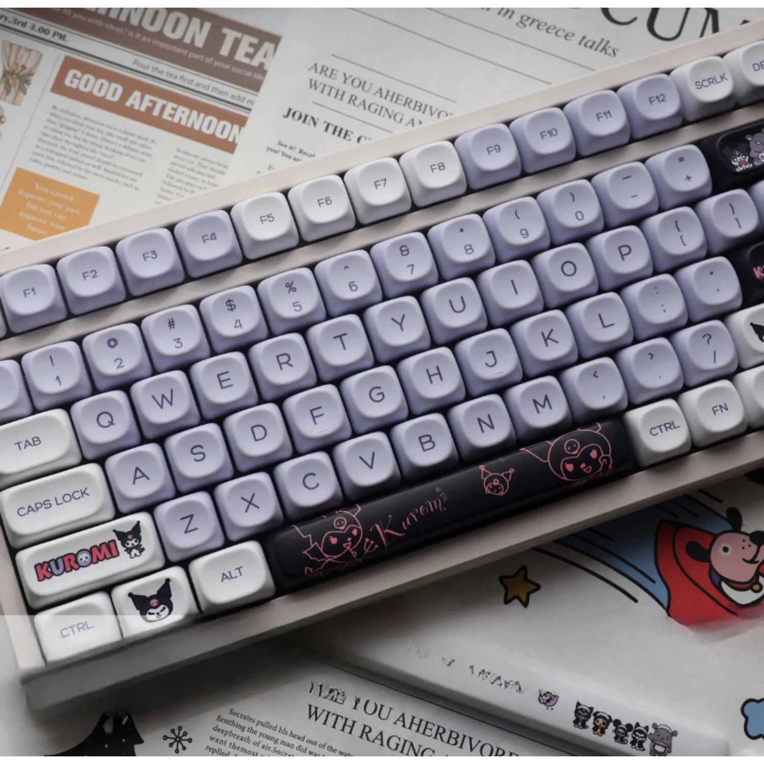 

Personalized Mechanical Keyboard, Cute MOA Keycaps, PBT Kurome, Large Set of 144 Keys, Suitable for 60, 84, 98, 108