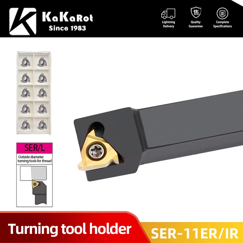 KaKarot External Threading Turning Tool SER1010H11 SER1212H11 SER1616H11 SER SEL Lathe Cutter Holder Carbide inserts 11ER 11IR