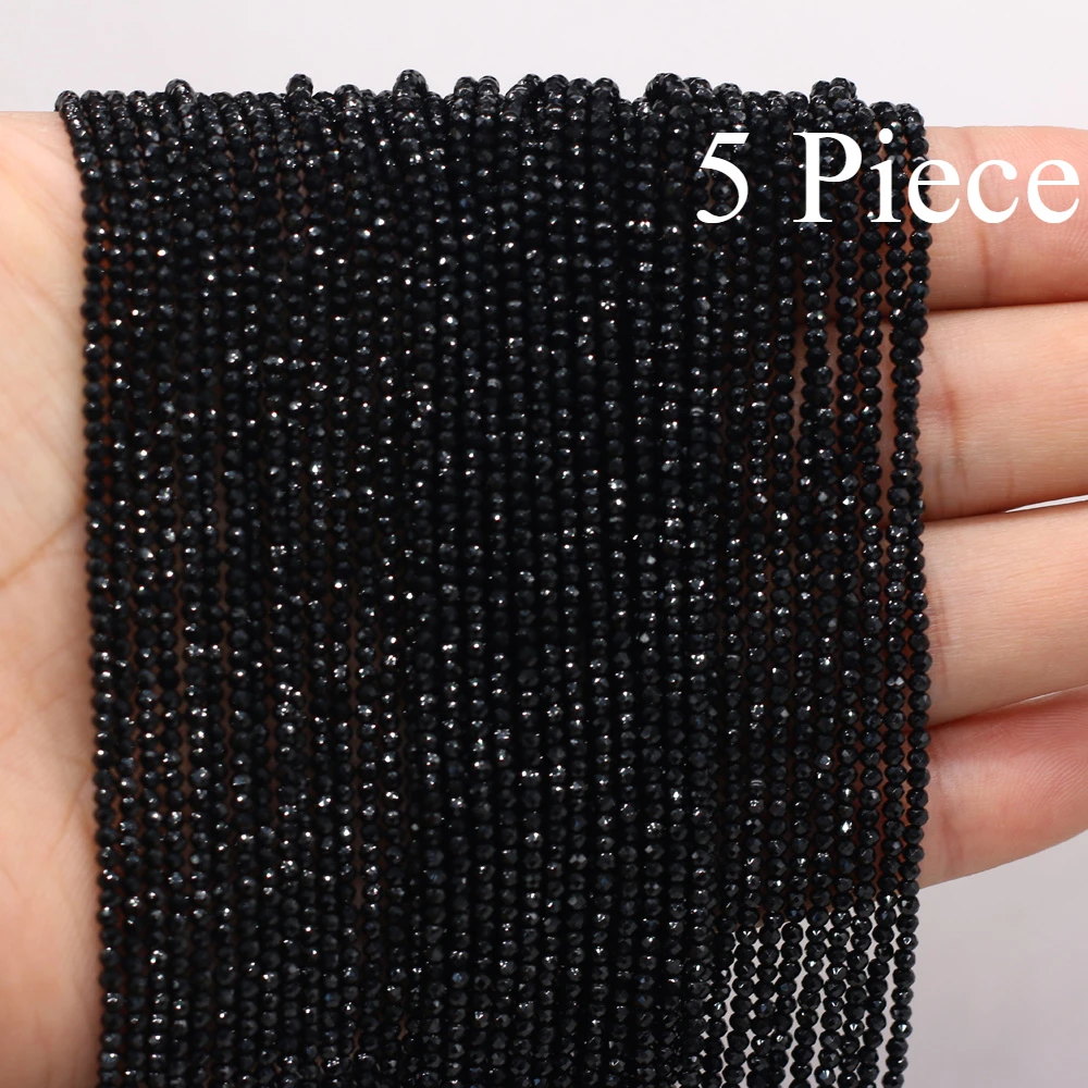 5 Piece 2mm Black Natural Stone Semi-precious Spinel Loose Beads Gift for Jewelry Making DIY Women Bracelet Necklace Accessories