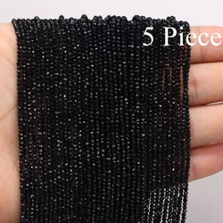 5 Piece 2mm Black Natural Stone Semi-precious Spinel Loose Beads Gift for Jewelry Making DIY Women Bracelet Necklace Accessories