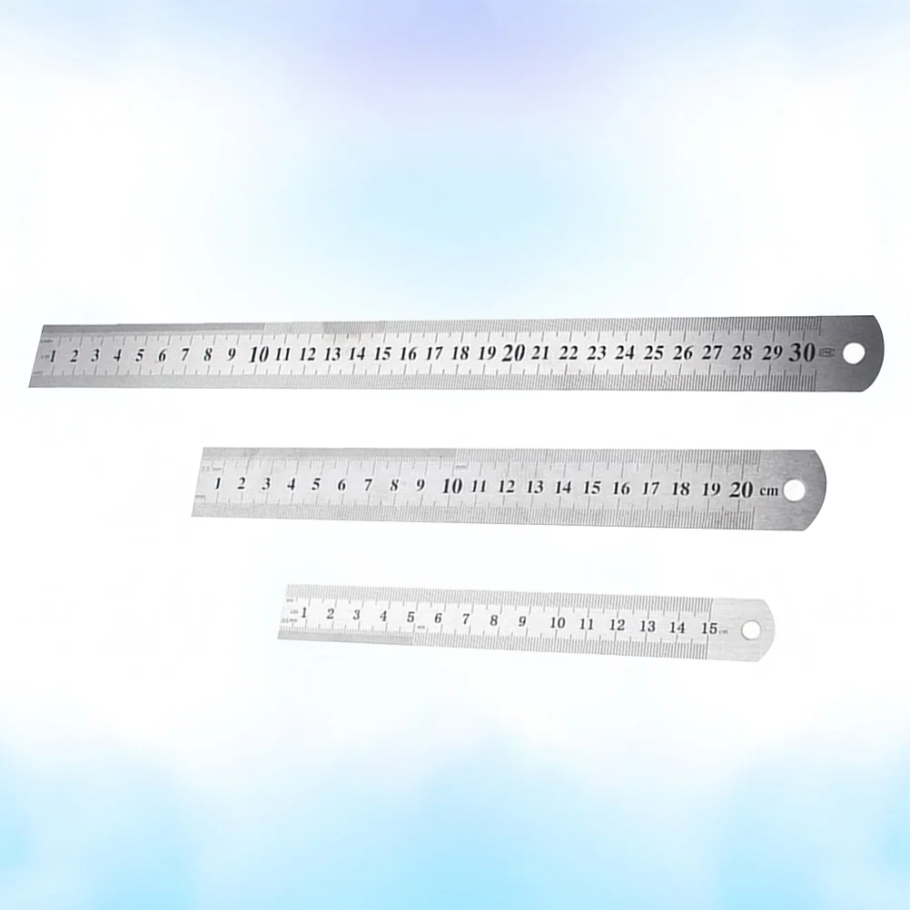 3 Pcs Draw Line Office Machinist Tools Ruler with Inches and Centimeters School