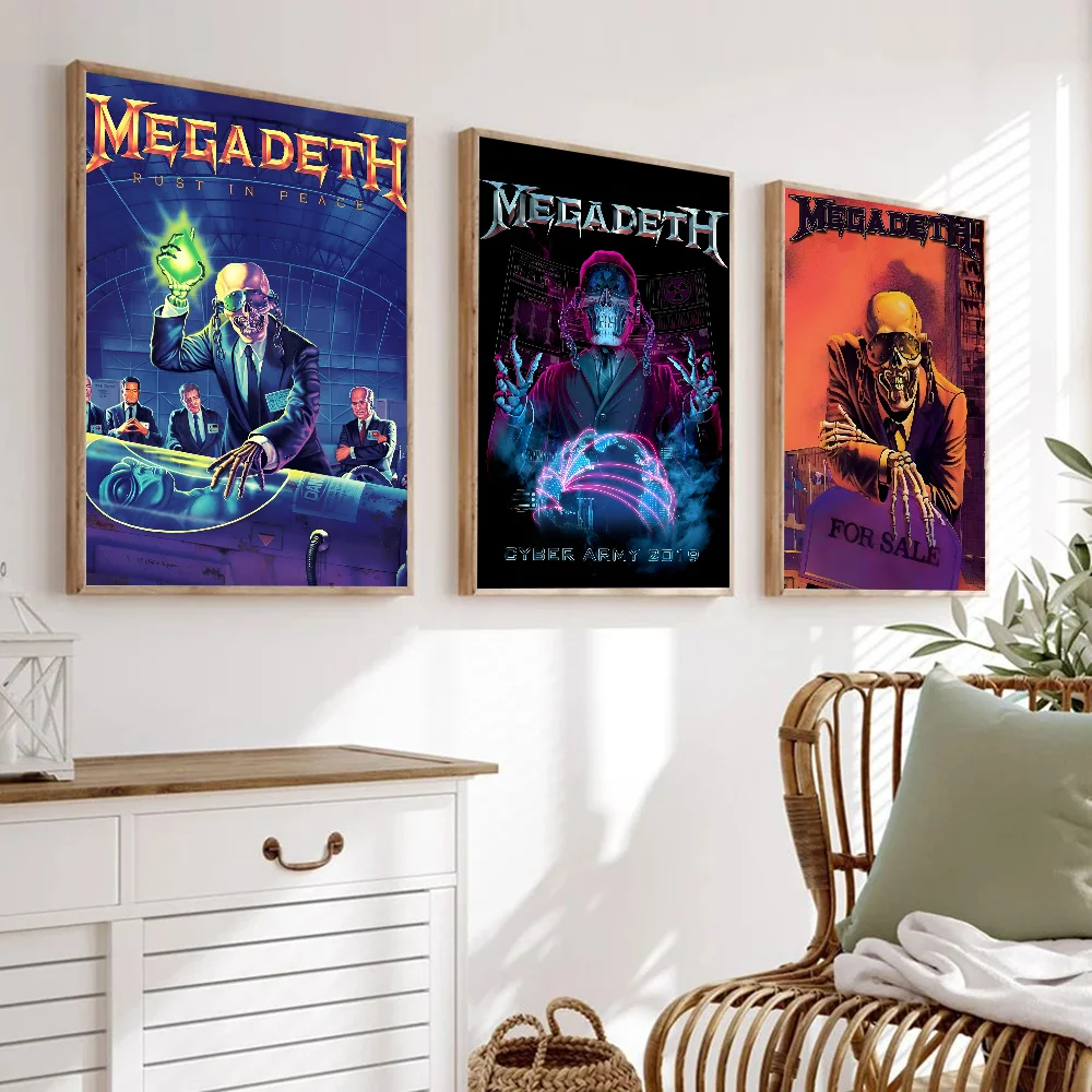 Megadeth Heavy Metal Band Poster Stickers Living Room Bedroom Entrance Cafe Wall Art Decoration Painting  Decor