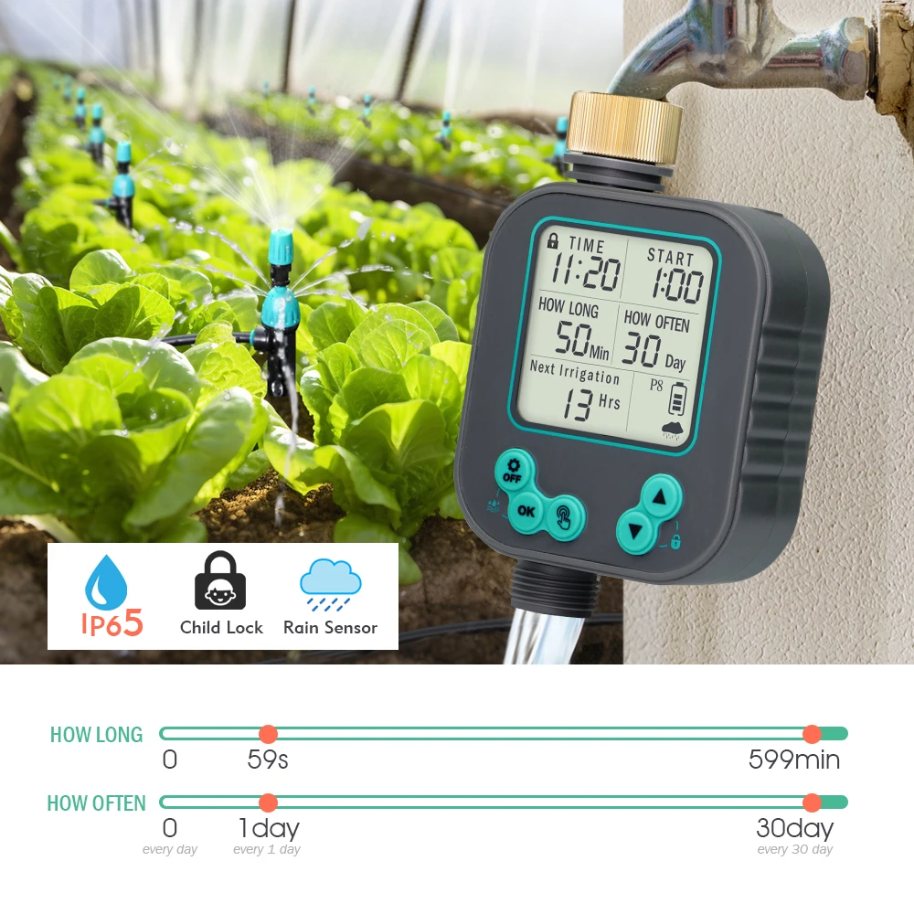 Garden Programmable Timer Adjustable Atomizing Nozzle Spray Kit 8/12mm Hose DIY Quick Connect Misting Cooling Kit for Greenhouse