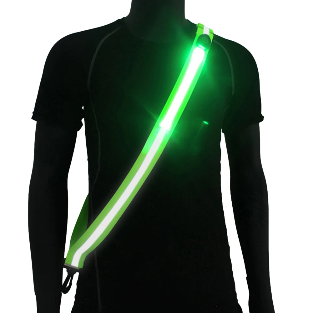 USB Rechargeable LED Reflective Belt Sash High Visibility LED Reflective Belt Safety Reflective Running Gear for Night Running