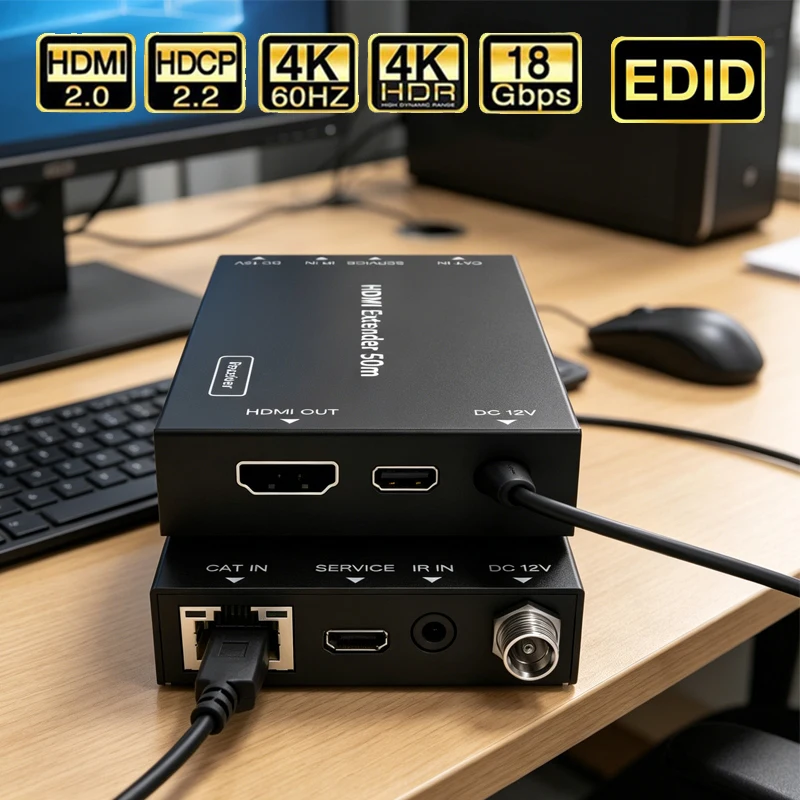

Transmitter Receiver Adapter Ethernet Cable Extender 50M HDMI-compatible extender adapter Internet extender Splitter box 4K@60Hz