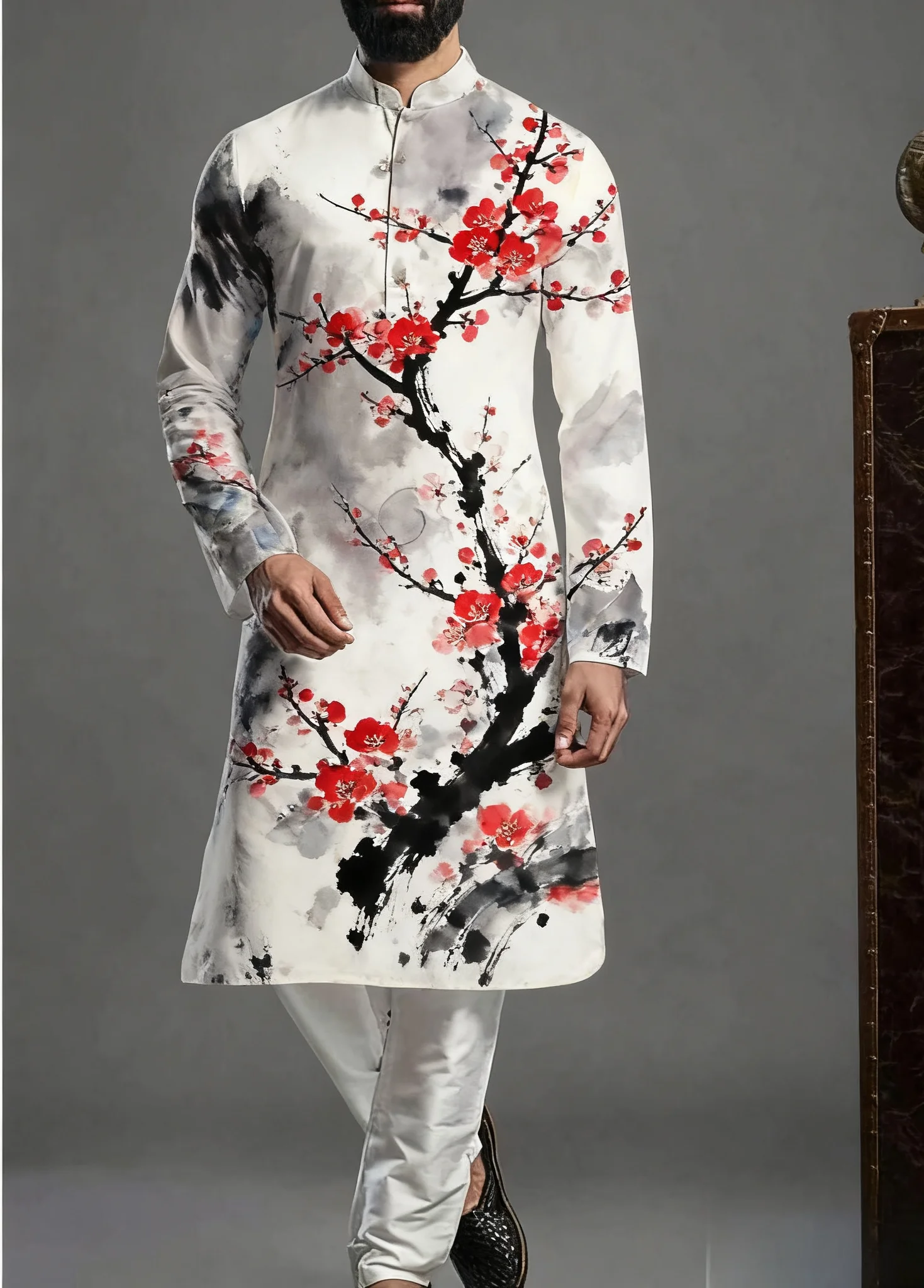 Kurt Men's Digital Printed Patterns with Multiple kurta vardha Fashionable Casual Fit Regular Robe Suitable for All Occasion