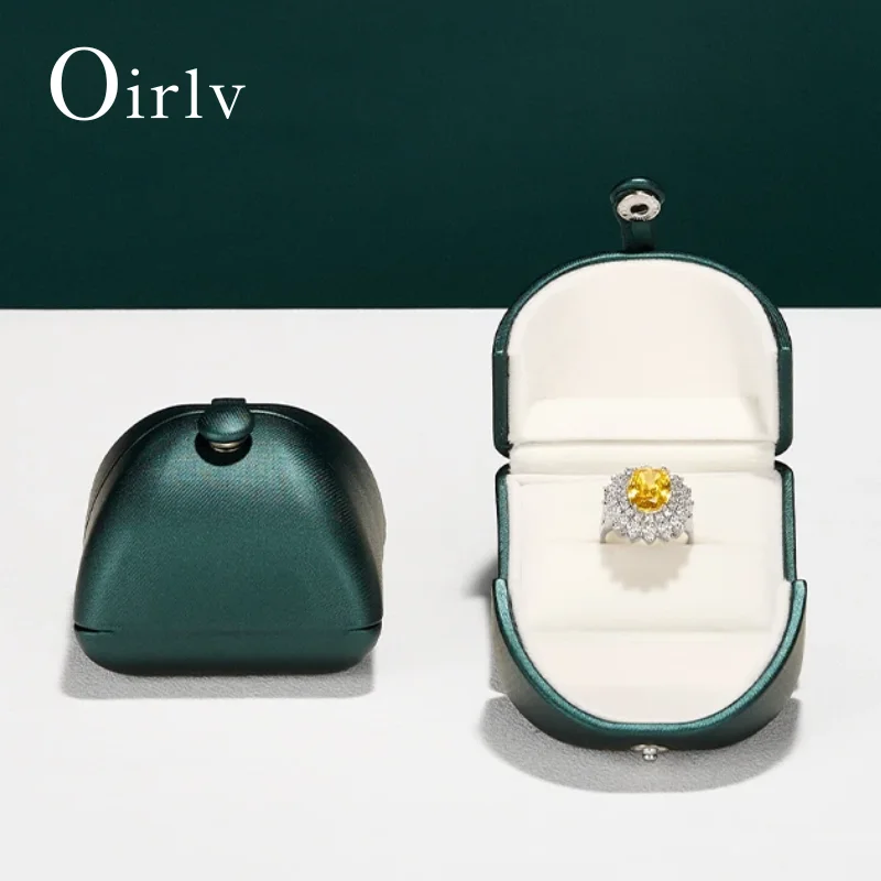 

Luxury Dark Green Ring Box Premium Leatherette Jewelry Storage Case with Soft Velvet Lining Elegant Gift Packaging for Jewelry