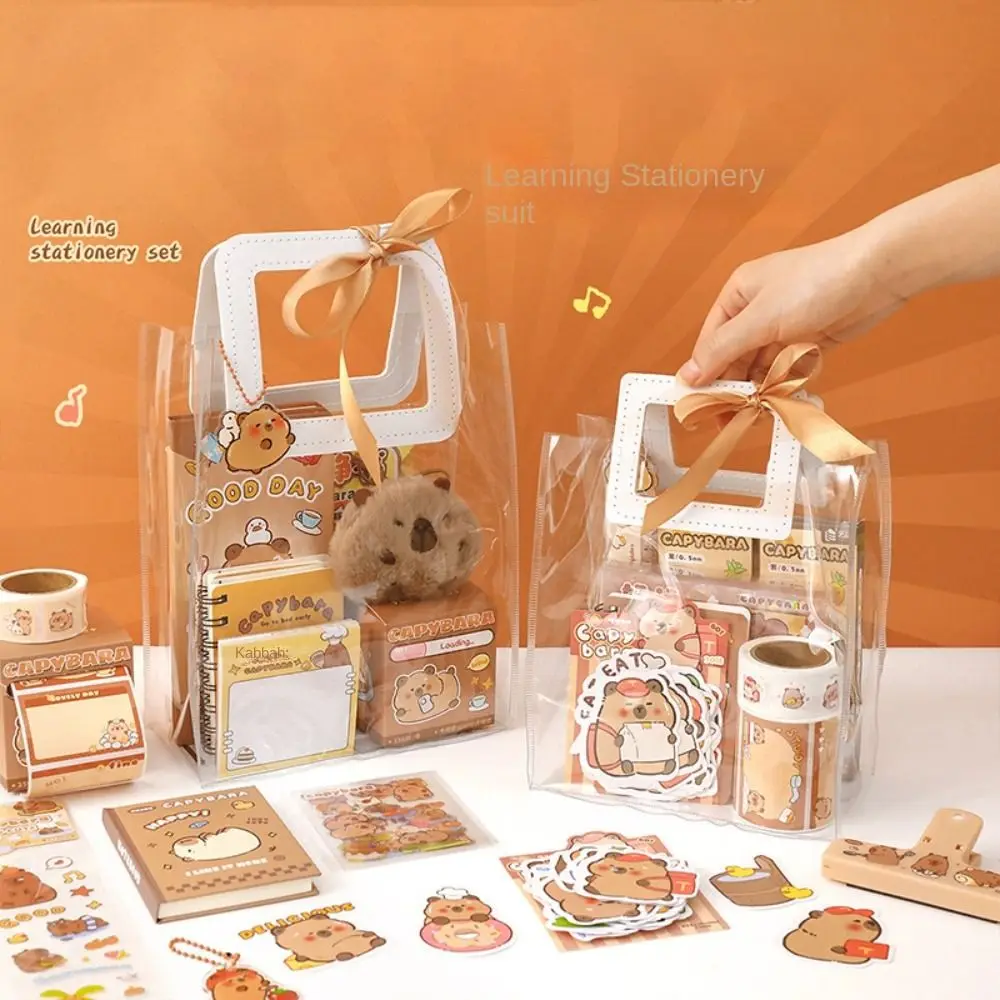 Cartoon Capybara Stationery Set Kawaii with Handbag Graduation Gift Abundant Cute Birthday Gift for Primary School Students