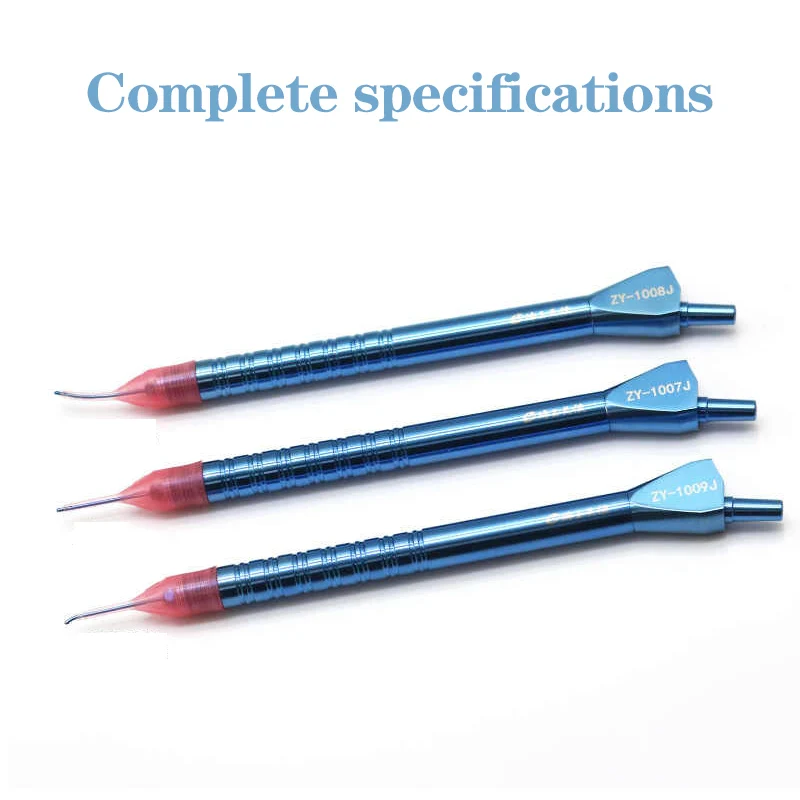 معدات طب العيون المجهرية، مقبض التسريب المستحلب الفائق من سبائك التيتانيوم، الأكمام الزرقاء Nidec، 45 °   قبعة الاختبار