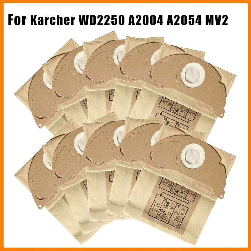 5 / 10 / 20 / 30 PCS Replacement Suitable for KARCHER WD2250 A2004 A2054 MV2 WD2 Vacuum Cleaner Accessories Dust Bag Spare Parts