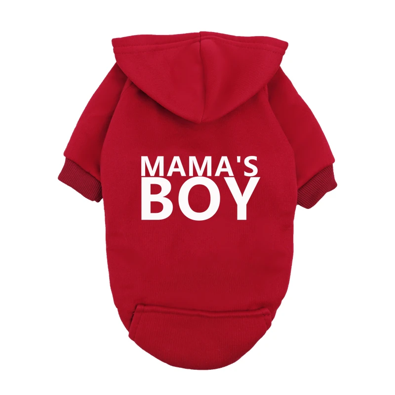 Sudadera con capucha de forro polar para perros pequeños mama's boy_voghion.com
