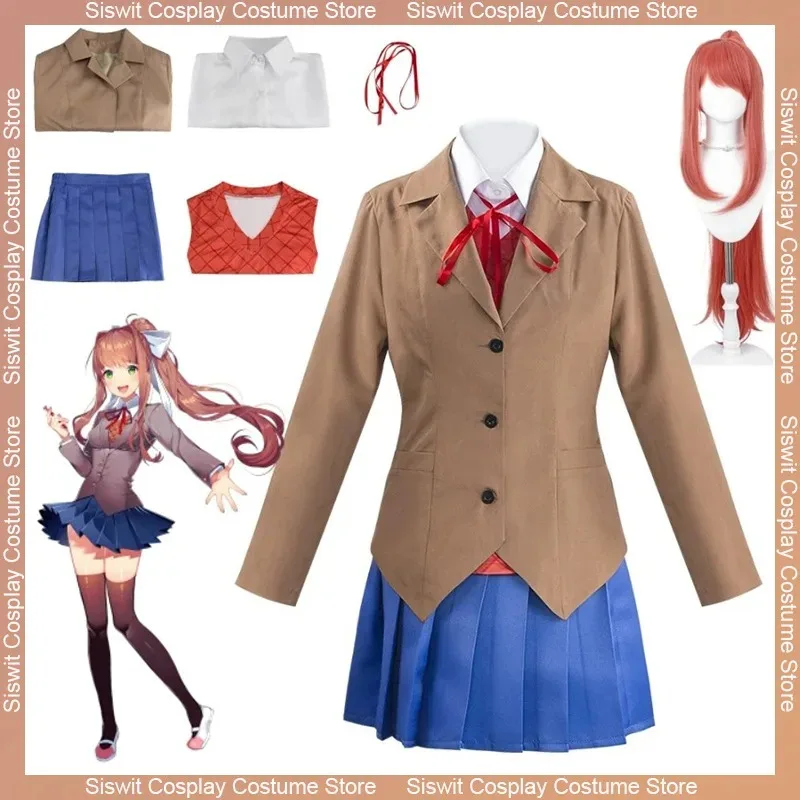 DY20 لعبة دوكي دوكي الأدب نادي مونيكا تأثيري سايوري يوري ناتسوكي تأثيري حلي مجموعة زي مدرسي فتاة أنيمي فستان الحفلات