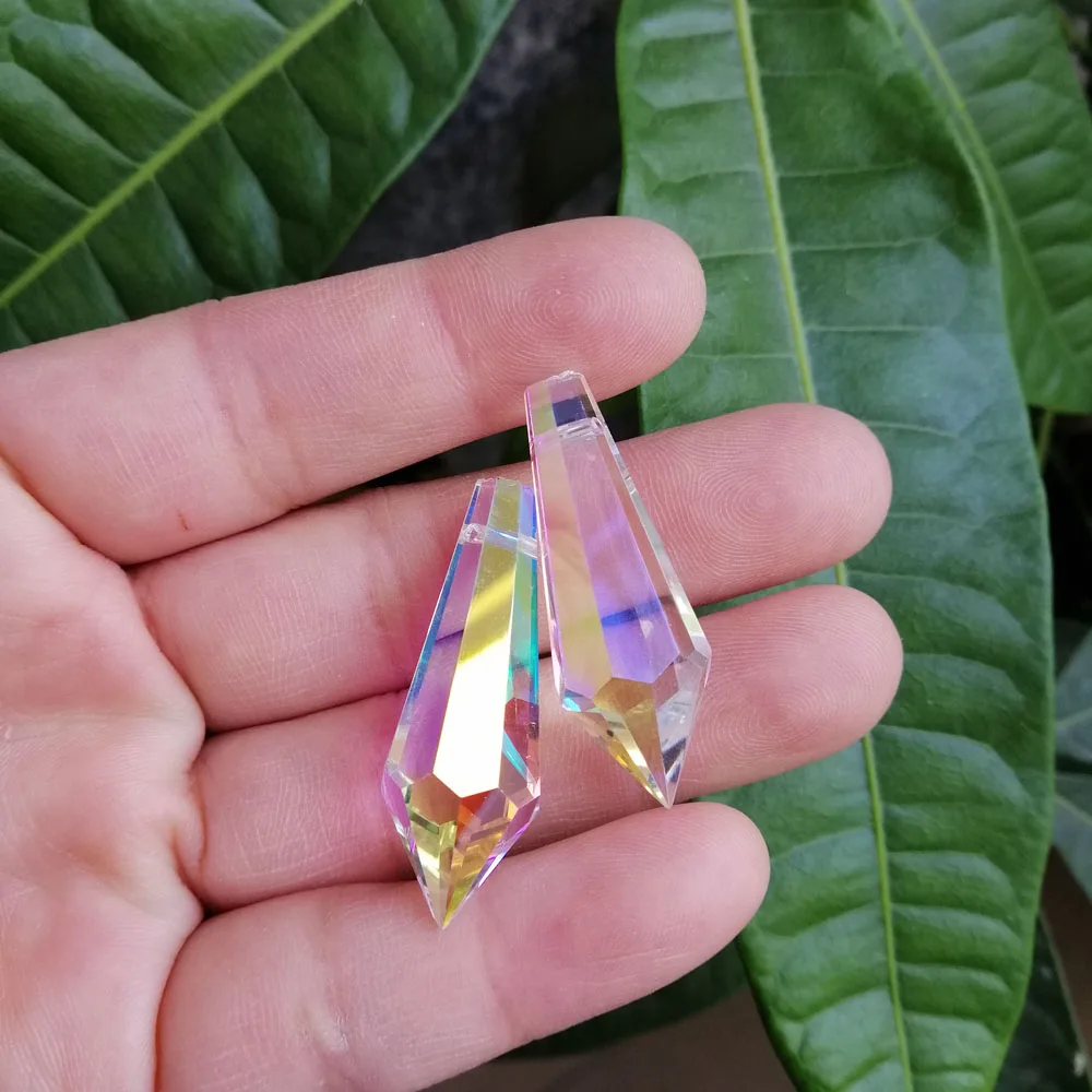 Camal 5pcs 55mm/2.2inch  AB Color Rainbow Crystal Icicle Drop Prisms Pendants Part SunCatcher Lamp Lighting Home DIY Decoration