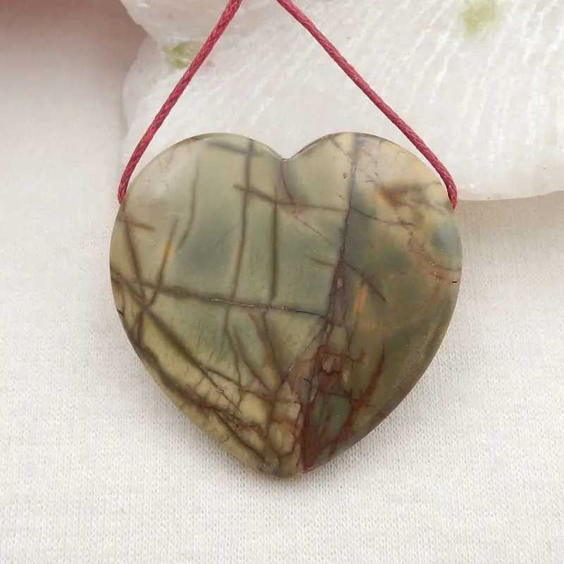 

Natural Stone Multi-Color Picasso Jasper Heart Shape Pendant Bead 38x8mm,20g Semiprecious Fashion Jewelry Necklace Accessories
