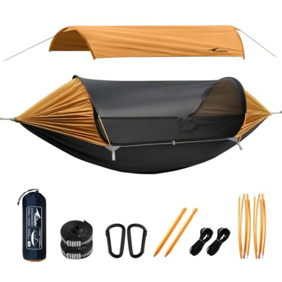 Camping Hammock Tent with Mosquito Net and Removable Sunshade 4 in 1 Function Lightweight Hanging Hammocks Tree Straps Swing Bi