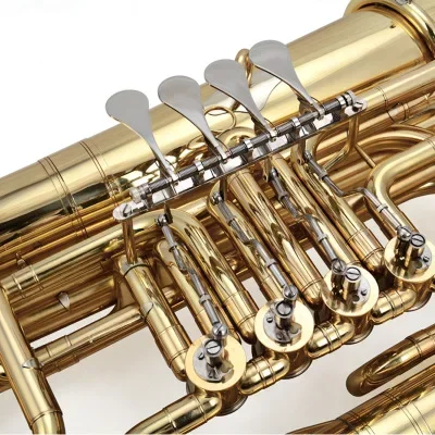 Copper-zinc alloy gold lacquer tuba with vertical piston Bb tone tuba