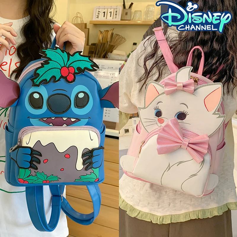 

Disney Marie Cat Kids Backpack Cartoon Stitch Casual Girl Pu Bag Fashion Lovely Outdoor Kawaii Cute Women Bag Shoulders Bag Gift