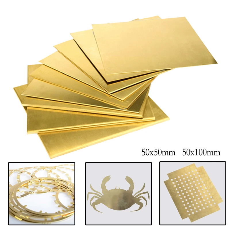 1pcs Brass Copper Plate Sheet Cu Cutting CNC Frame Model Mould DIY Contruction 50x50mm 50x100mm Thickness 0.5-3mm