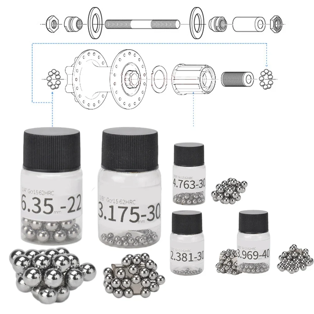 Steel Balls 4.763/6.35/3.175/2.381/3.969mm Solid Smooth Bearing Steel Ball Spherical Bead Ball Bike Hub Bearing Steel Ball Parts