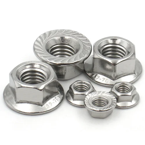 Imagen 2 del producto 5/10/20/50 Uds M3 M4 M5 M6 M8 M10 M12 A2-70 304 Acero inoxidable DIN6923 cabeza hexagonal dentada Spinlock brida tuerca bloqueo