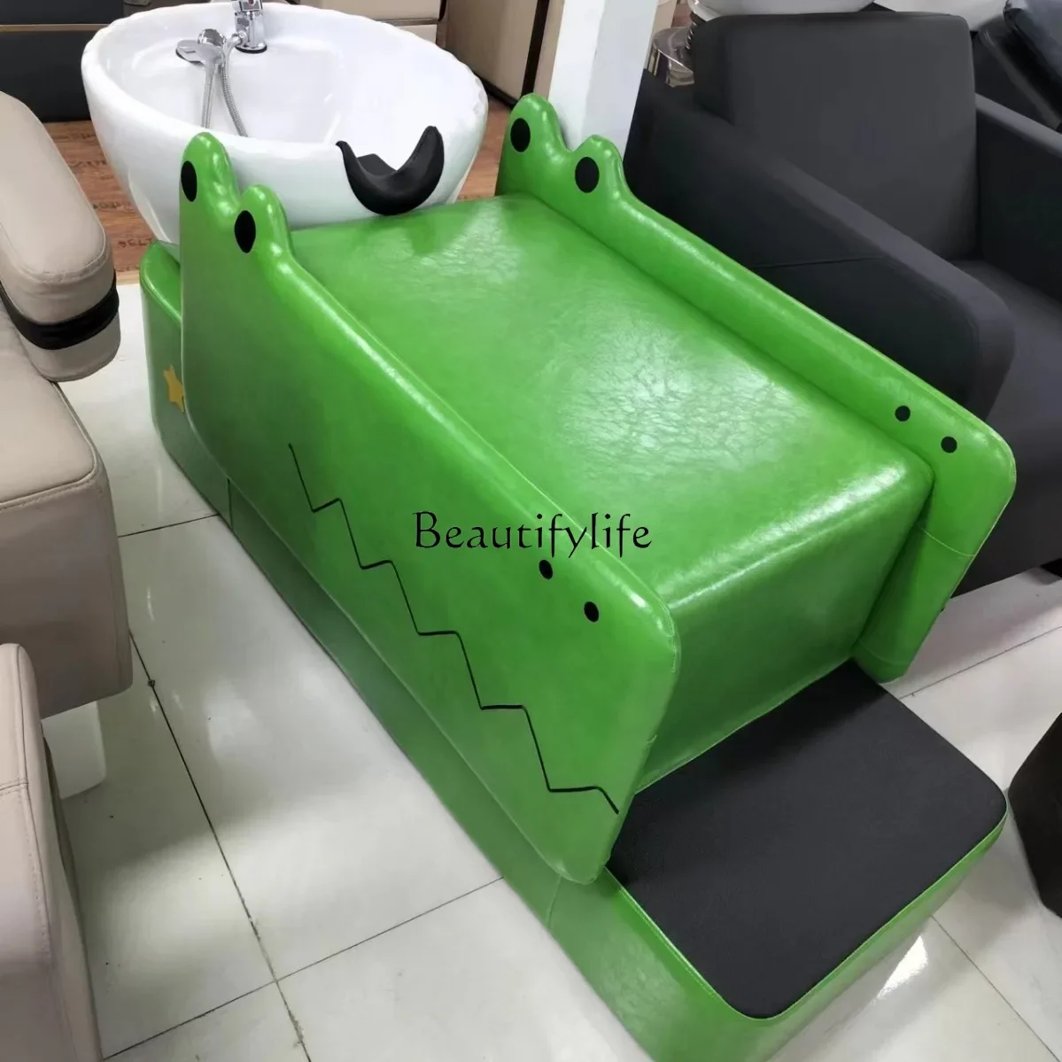 Barber shop children shampoo bed lying flat hair salon special hair cutting shampoo bed