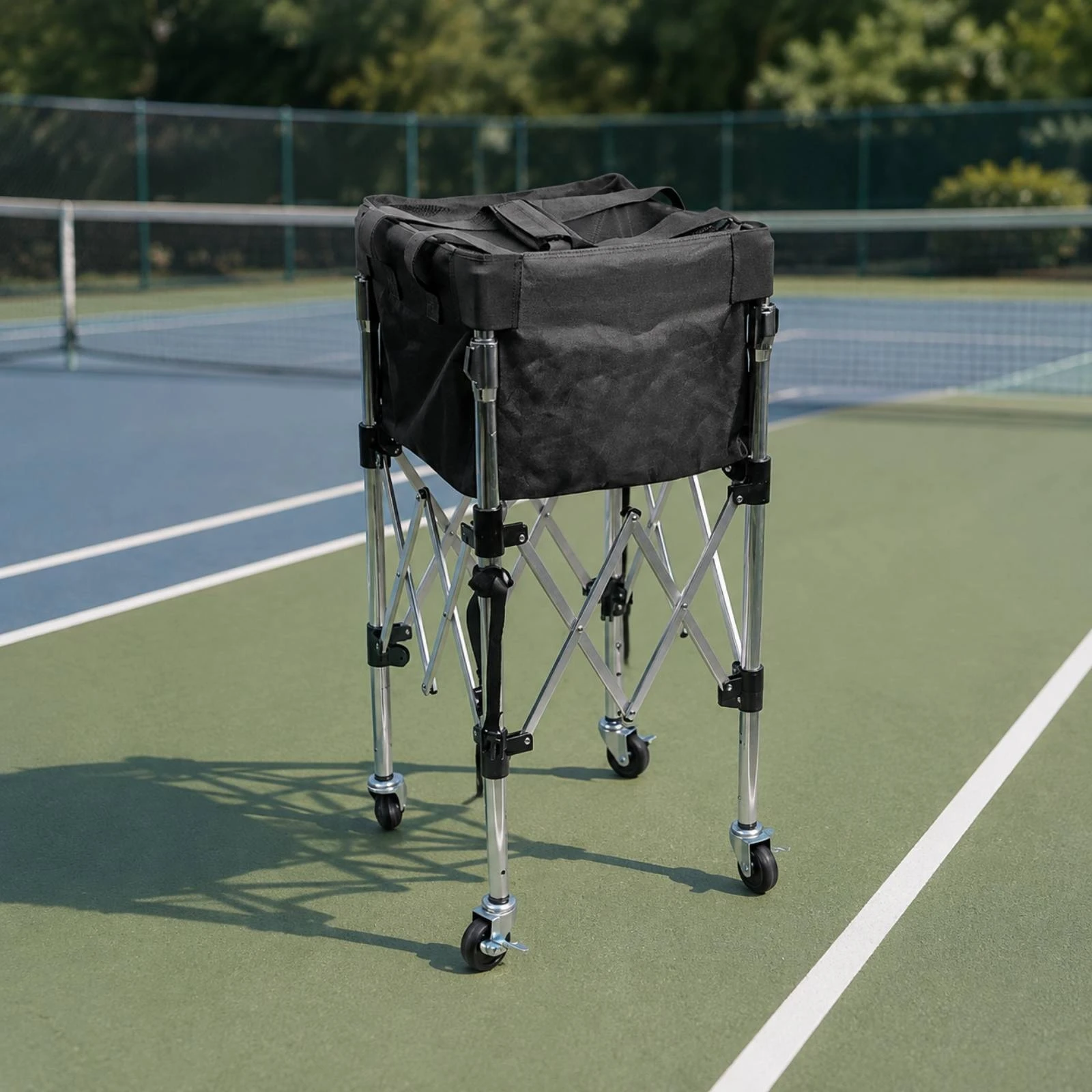 Pickleball Ball Cart Space-Saving Foldable Pickleball Ball Cart with Storage Bag Sports Equipment Collapsible Long-Lasting