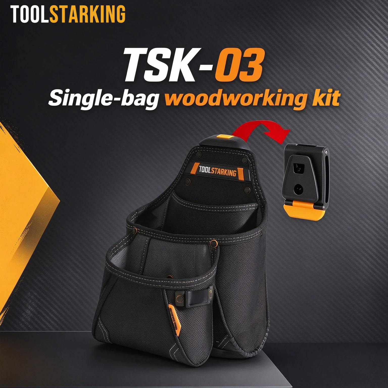 TOOLSTARKING Single-Bag Woodworking Tool Kit Quick Release Swivel Clip Multi Pocket Waist Tool Pouch for Carpenter Electrician
