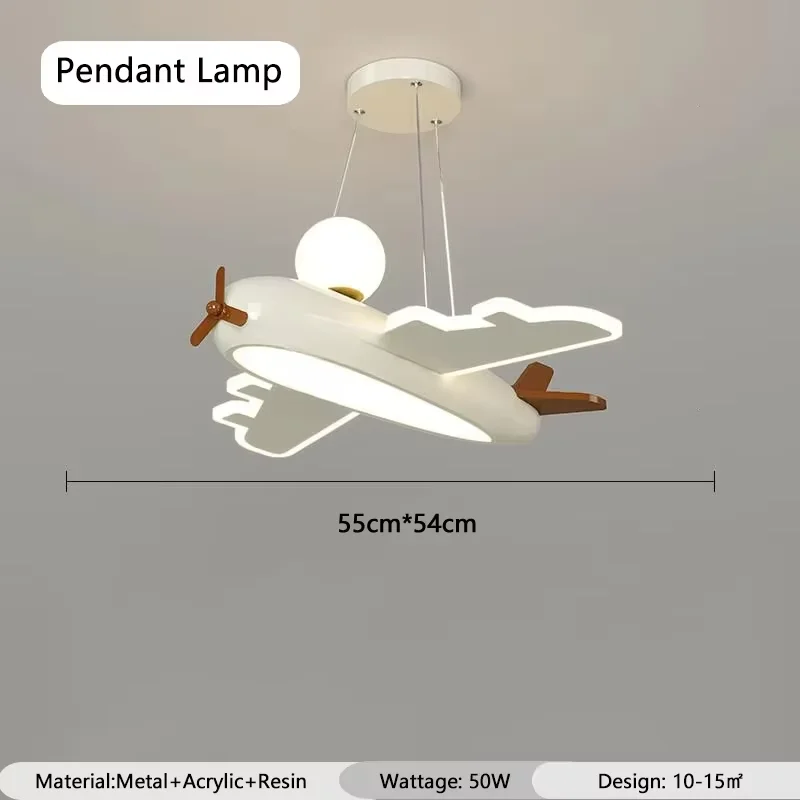 Cartoon Vliegtuig Plafondlamp Creatief Ontwerp Led Witte Lamp Woonkamer Eetkamer Studie Kinderkamer Jongen Baby Kinderkamer Decor Lamp