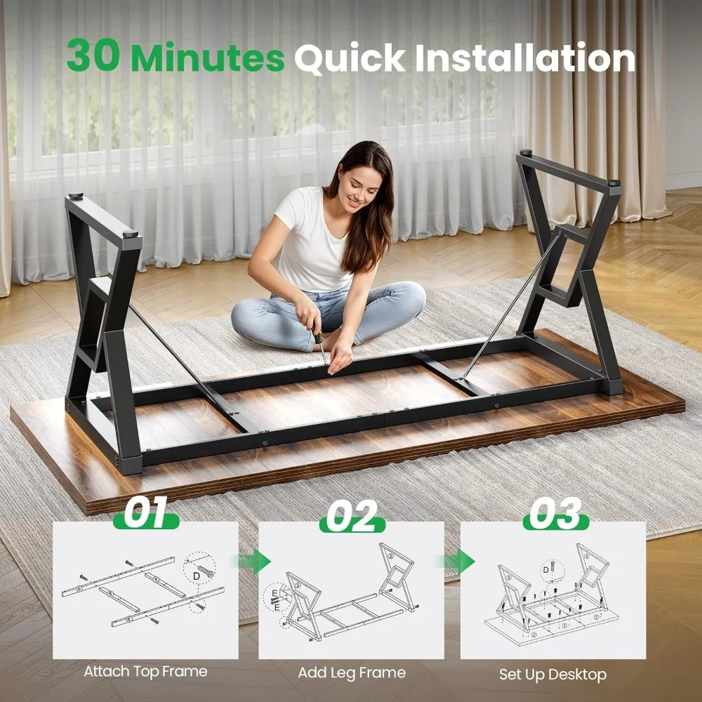 70.8" Large Executive Desk - Computer Office Desk Workstation, Modern Business Writing Table with Sturdy Metal Legs, Customized