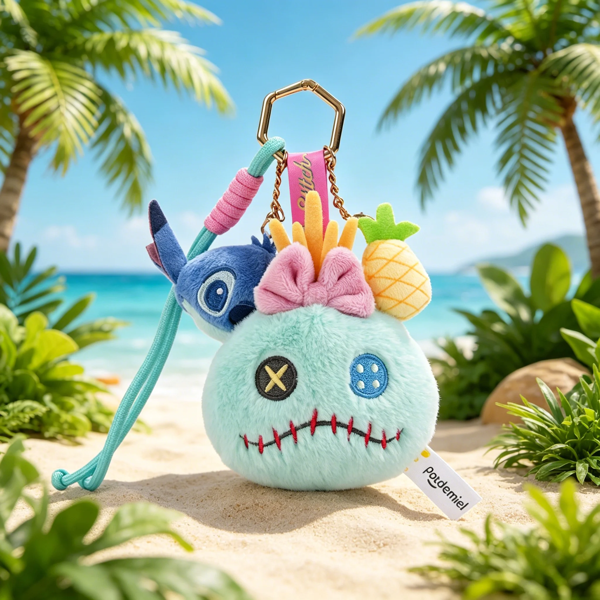 

Официальный лицензионный плюшевый брелок Disney Stitch and Scrump, 6 см, милый аксессуар для сумок, украшение для рюкзаков для женщин и девочек