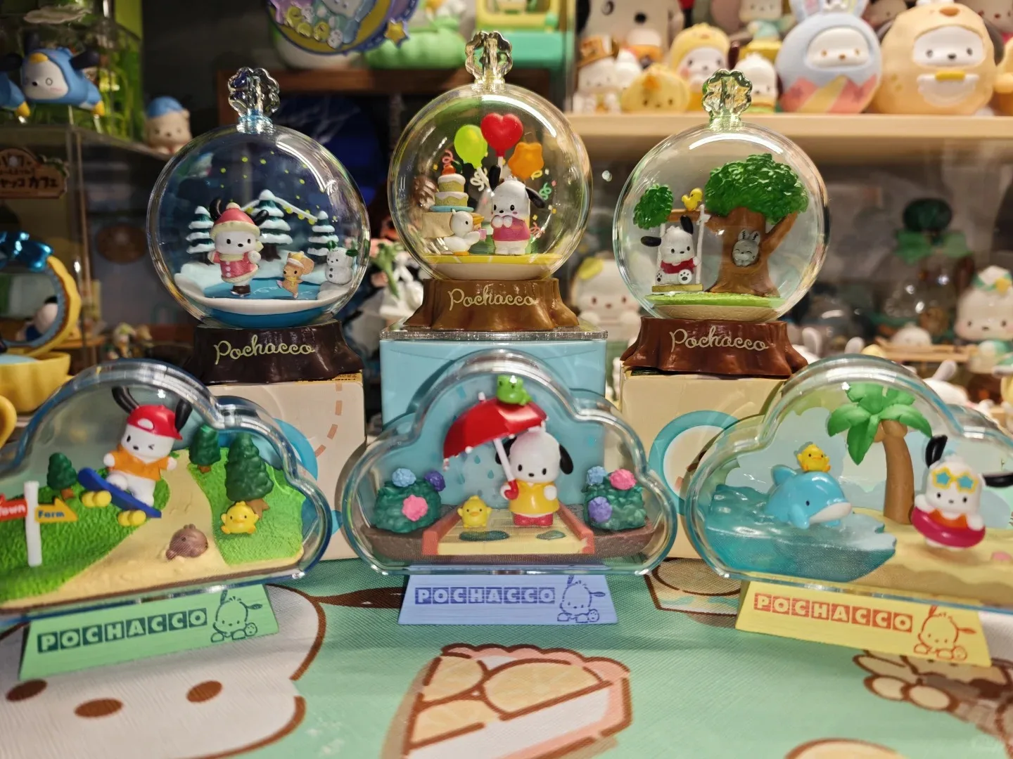 Genuine Pochacco Crystal Ball Micro Landscape Terrarium Blind Box Collectible Trendy Figure Desktop Home Decor Ornament