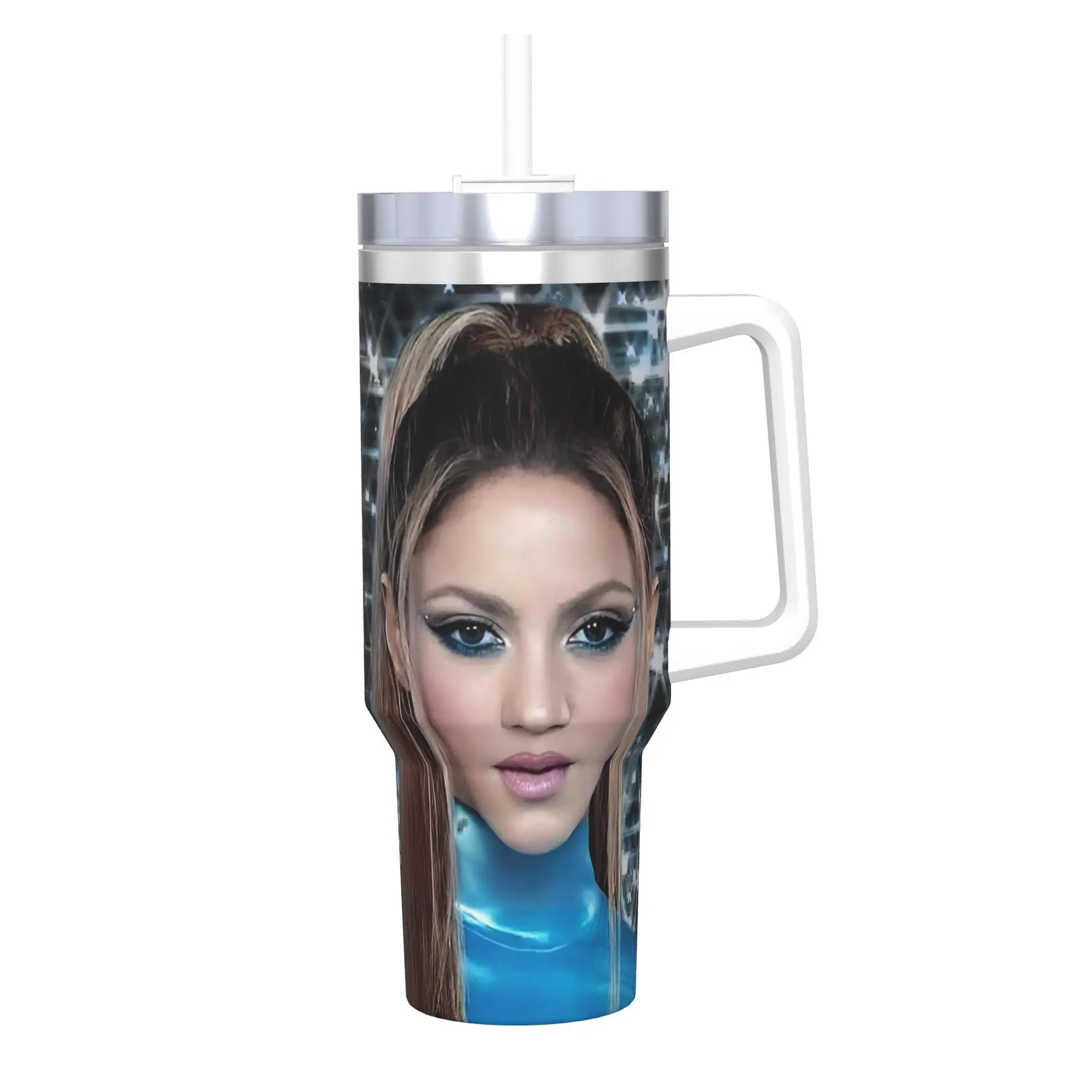 Shakira Singer Tumbler With Straw  Stainless Steel Mug Double Wall Vacuum Insulated for Cold Or Hot 40oz