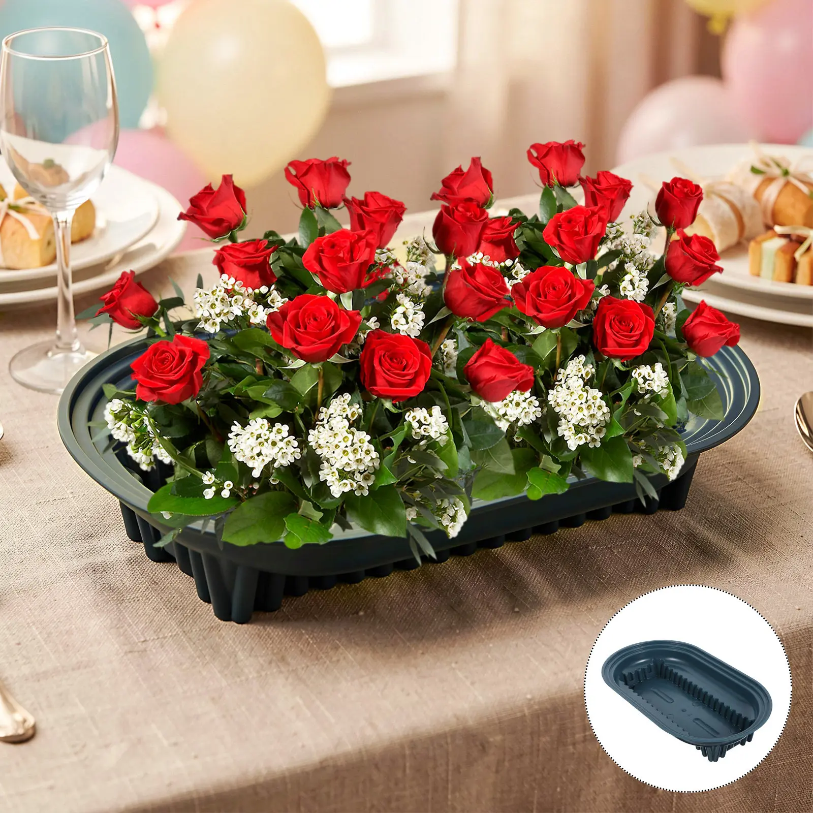 2pcs Floral Mud Trays with Stable Base for Fresh Flower Arrangements, Wedding & Party Table Decoration