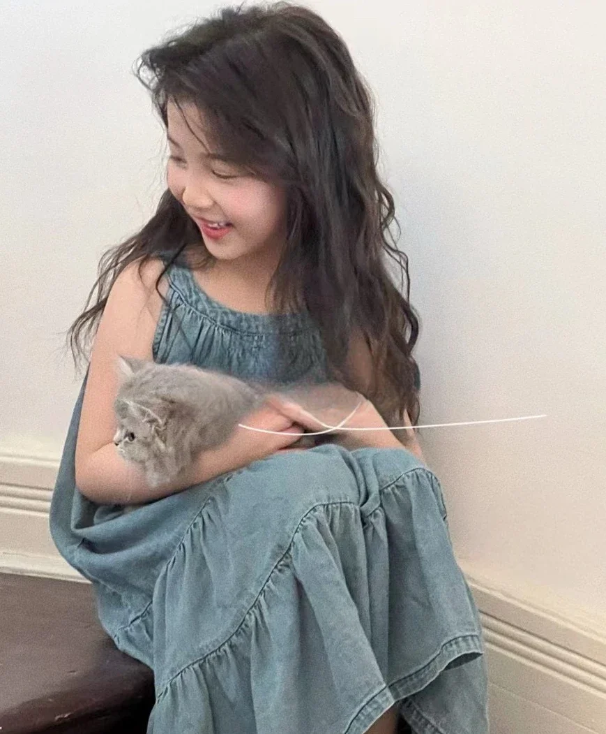 

Summer Childrens Wear 2024 Summer New Korean Girls Fashionable Soft Denim Dress Kids Clothes for Girls
