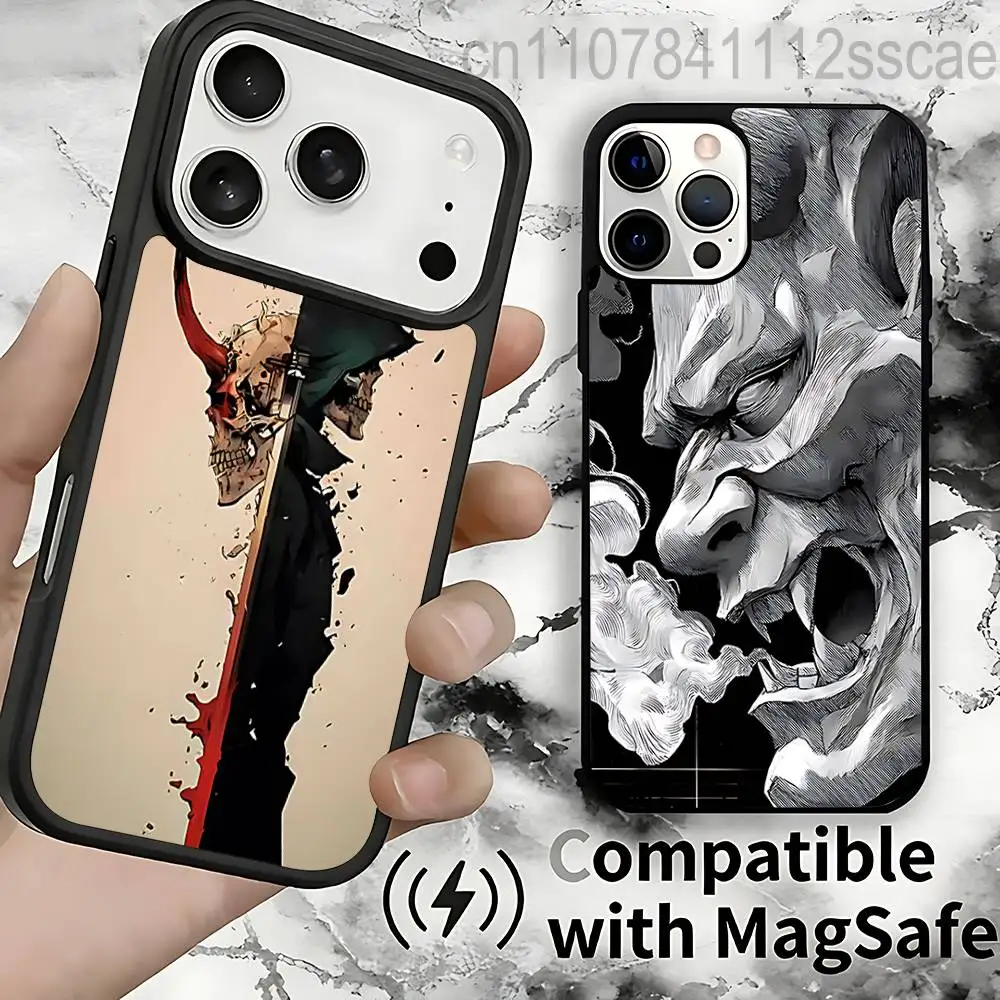 

Japan Ghost Face Samurai art Magnetic Case: Compatible with IPhone 17,16,15,14,13,12,11,Pro,Max,Plus,Mini,SE4,E