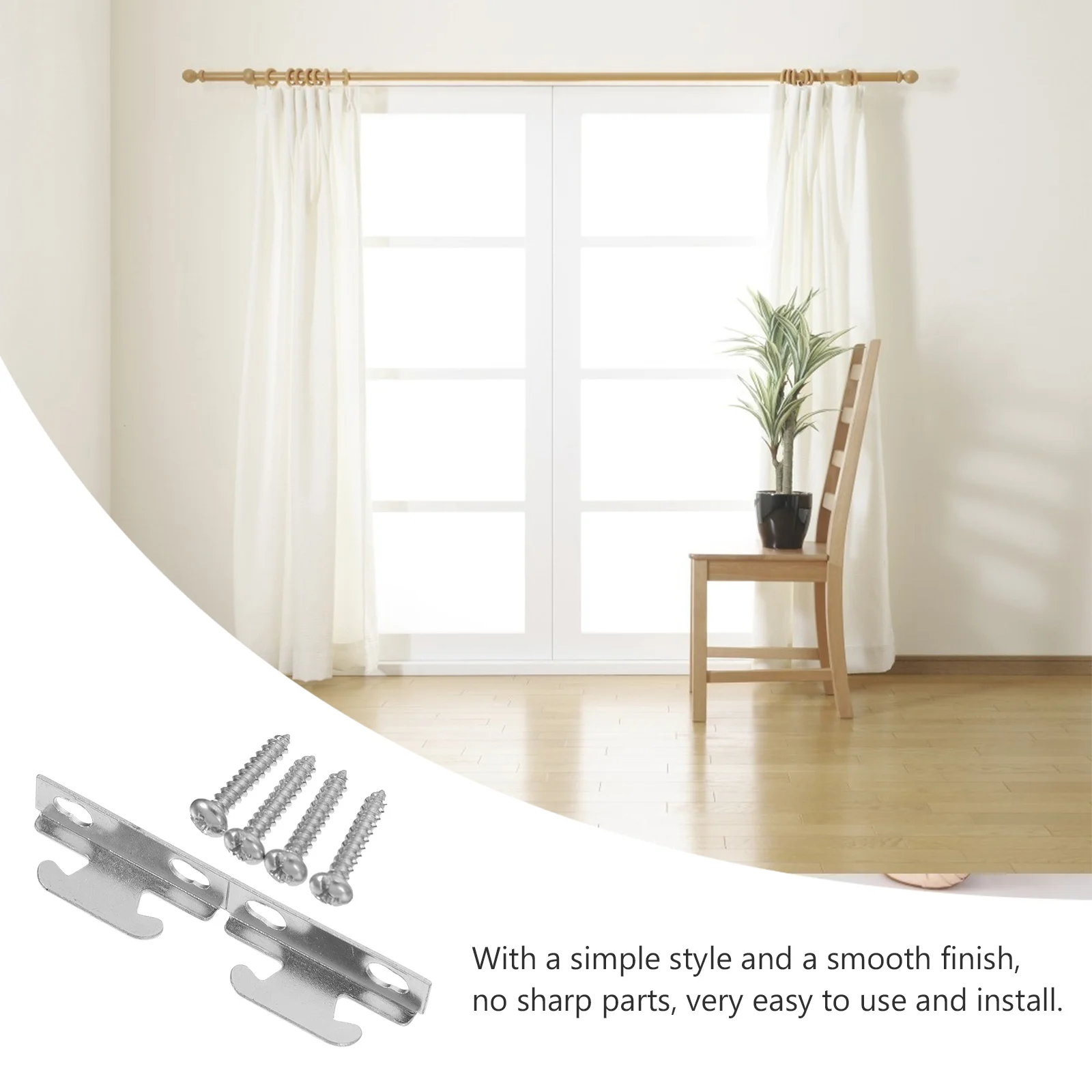 

4Sets Window Curtain Rod Bracket Strong Load Bearing Iron Mount for Living Room Bedroom Office Hotel Iron Curtain Rod Brackets