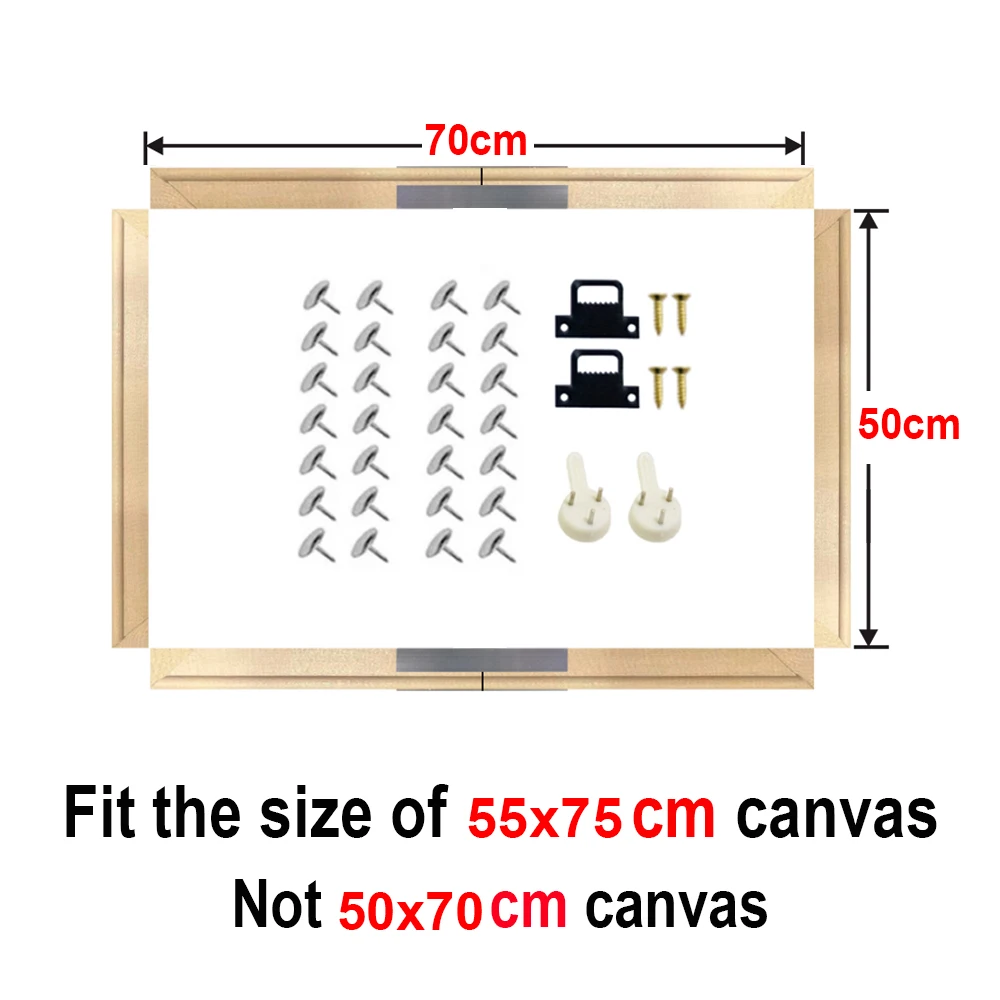 50x70cm Wooden Frame for 55x75cm Wall Canvas Pictures Frame Diamond Pine Wood Painting Picture Poster Wall Frame Home Decor