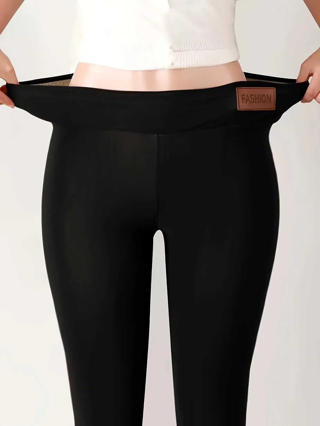 Stijlvolle warme dameslegging met hoge taille voor woon-werkverkeer Effen kleur eenvoudig alles-in-één comfort met elastische broeklegging