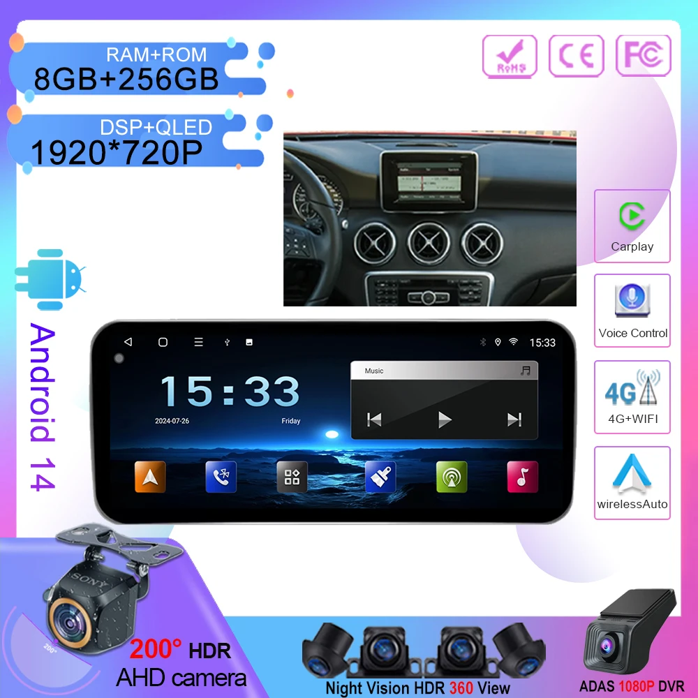 Android For Mercedes Benz W176 C117 X156 W463 2012-2018 12.3” 4.5NTG 5.0NTG Auto Radio Multimedia Player GPS Navigation Carplay