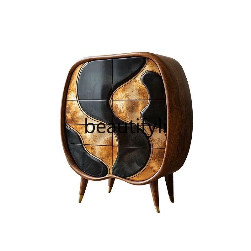 

All solid wood light luxury eight-bucket cabinet, Italian high-end jewelry cabinet, design sense, personalized drawer storage