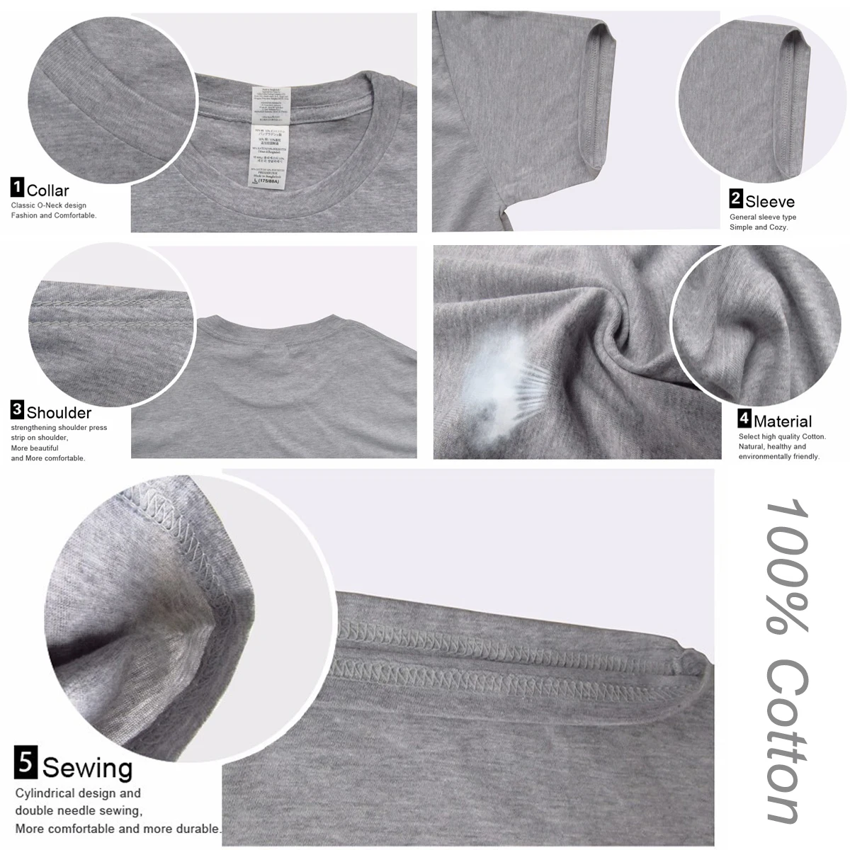 Men's High quality Oversized Loose T-shirt Unisex Cotton Short-sleeved T-shirt Solid color Trendy Casual Fashion Basic Top Tees image 6