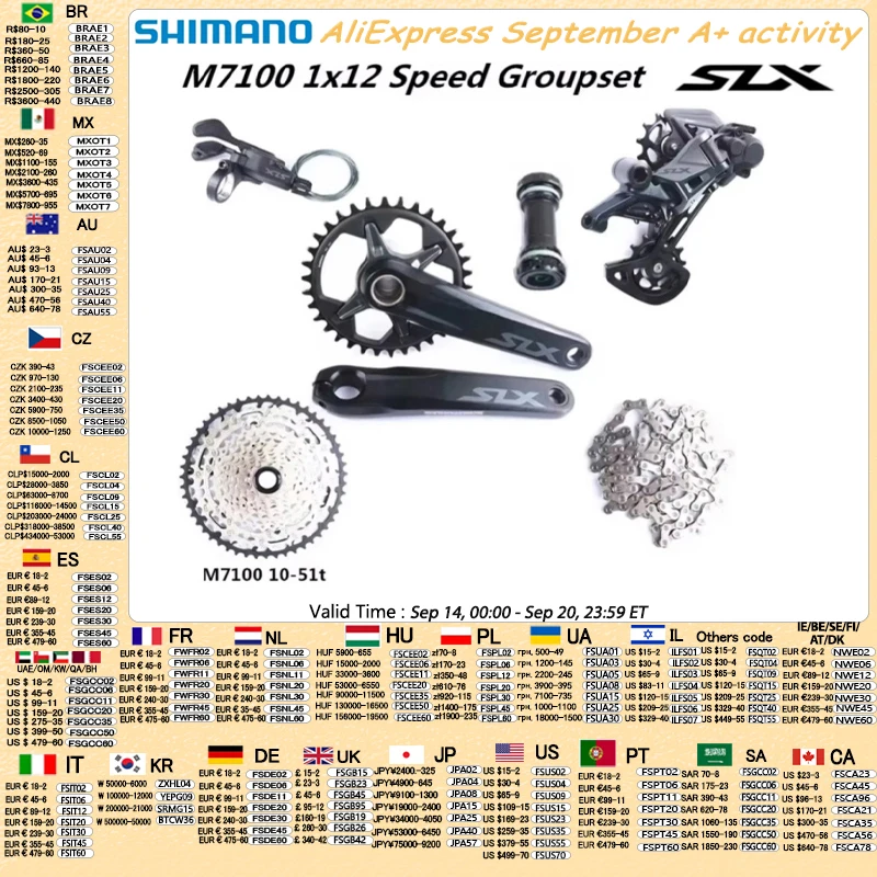 SHIMANO SLX M7100 Gruppe 170 mm 175 mm 32T 34T Gruppe 1x12Speed M7100 Shifter Schaltwerk Kurbelgarnitur Kassette Micro Spline