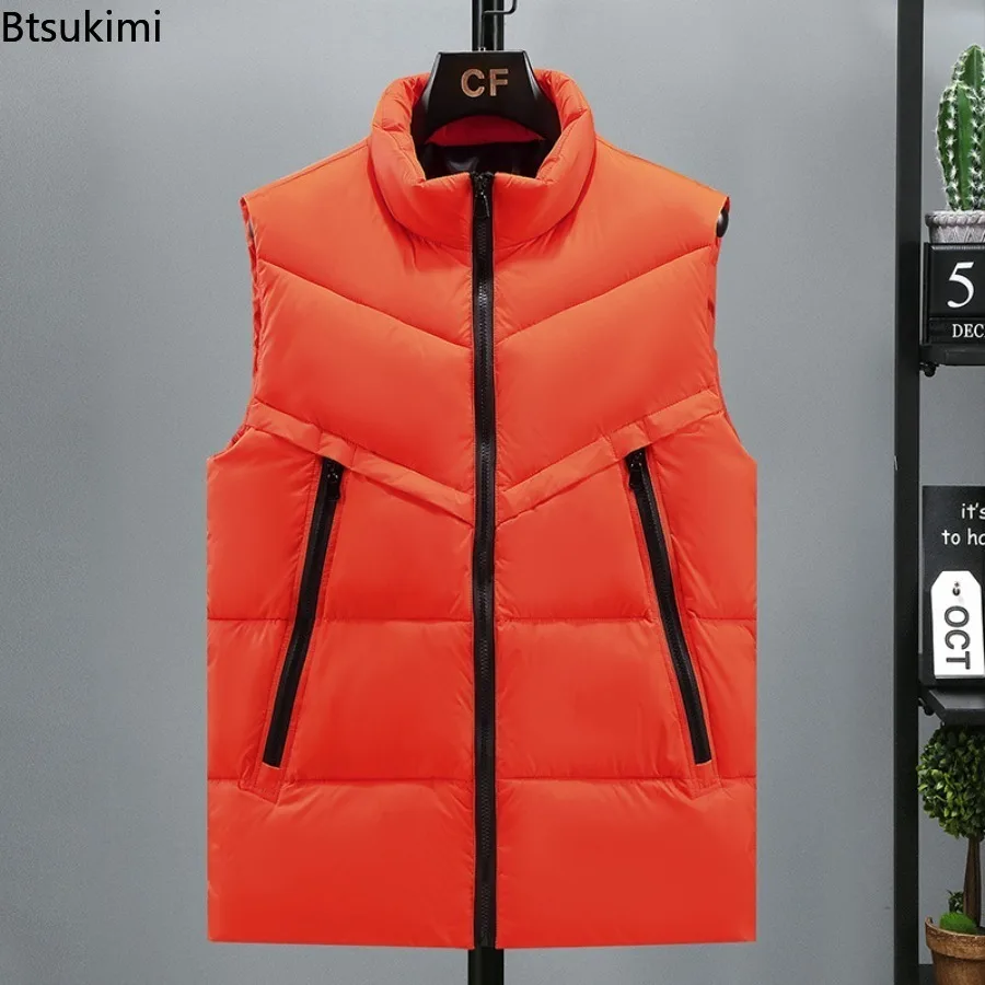 2025 Winter New Men's Padded Vest Coats Casual Outdoor Mountain Ski Warm Windbreaker Sleevless Jacket Men Oversized Size S-8XL